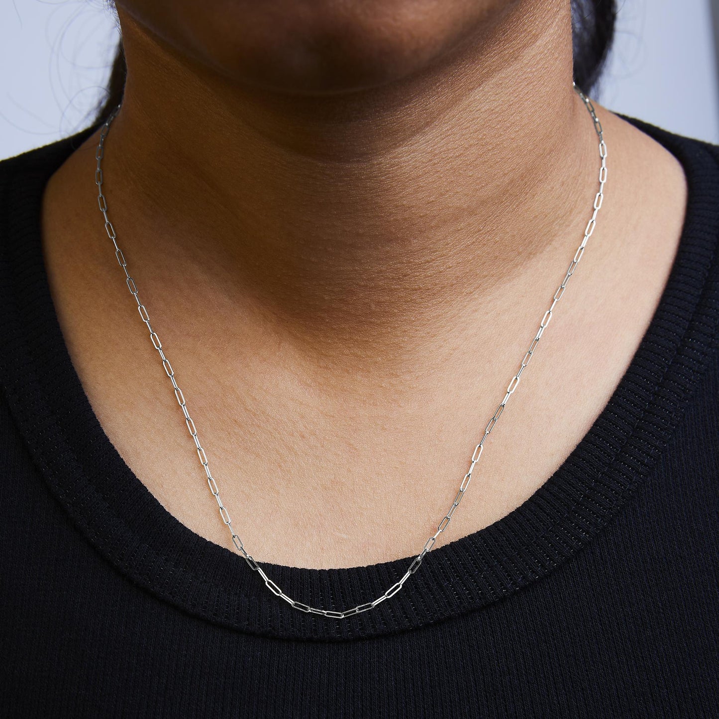 Unisex Solid 14K Gold 1.5mm Paperclip Chain Necklace - Choice of Length and Metal Color