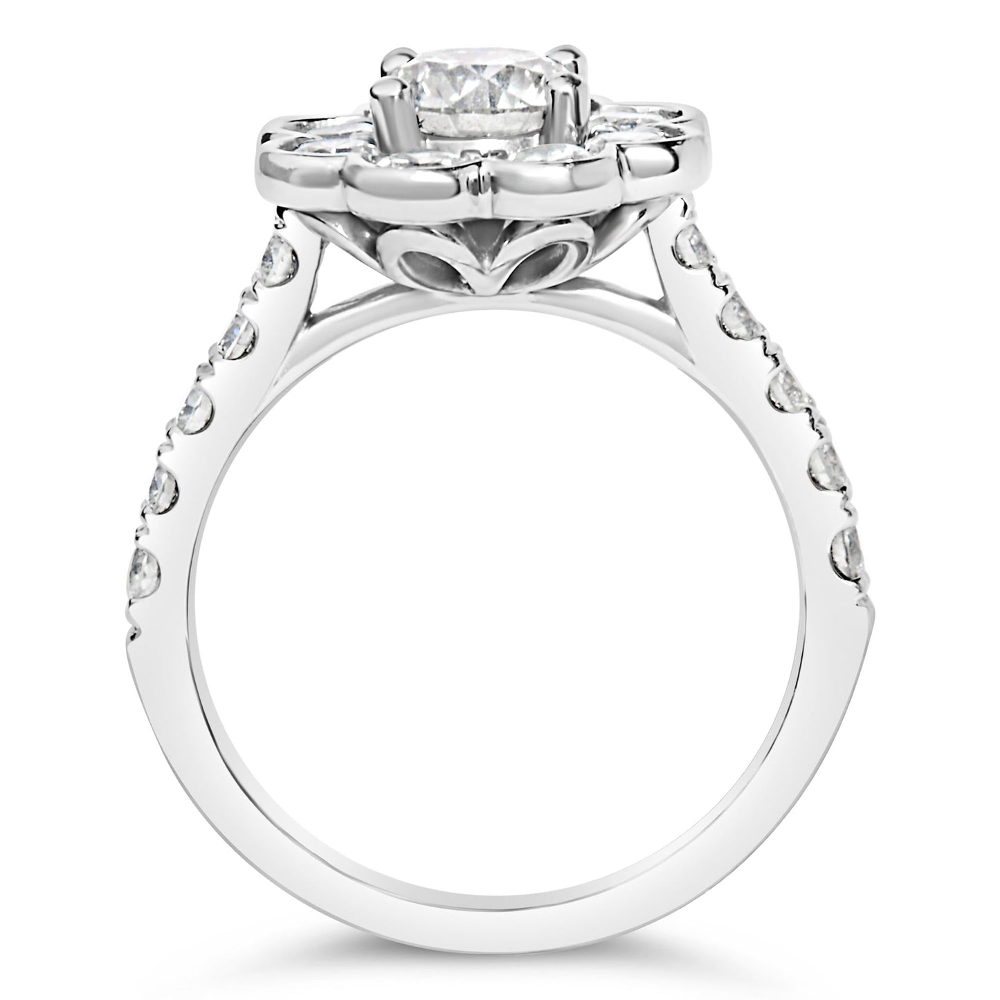 950 Platinum 1 3/4 Cttw Diamond Bezel Style Floral Cluster and Halo Engagement Ring (H-I Color, VS2-SI1 Clarity)