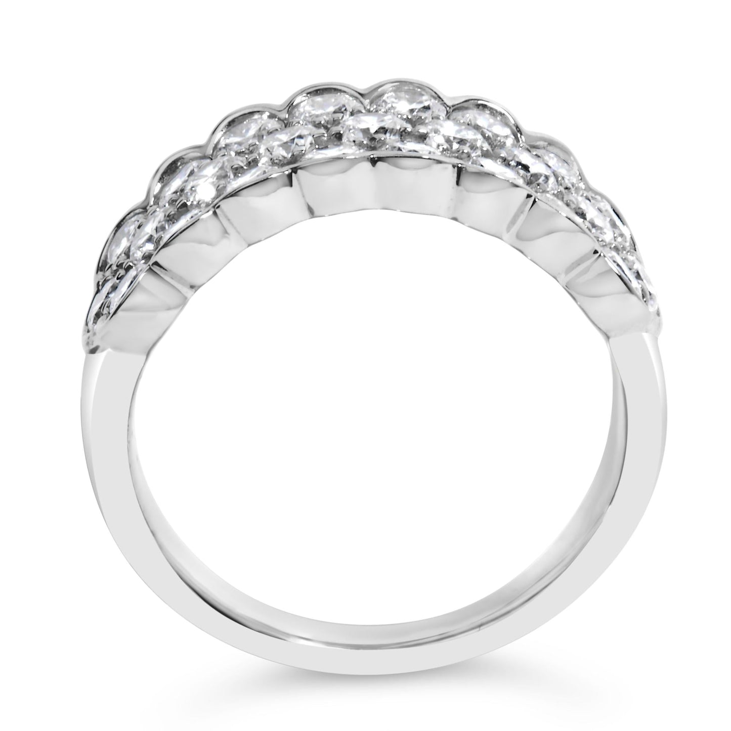 950 Platinum 2.00 Cttw Diamond 3 Row Band Ring (G-H Color, VS2-SI1 Clarity)