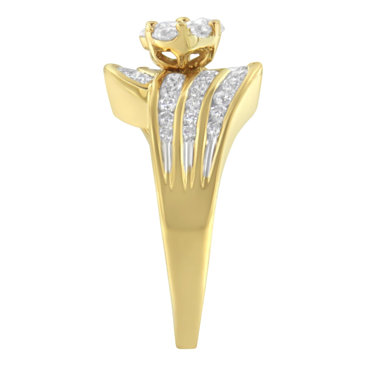 14K Yellow Gold Diamond Cocktail Bypass Ring (1 1/2 Cttw, H-I Color, SI2-I1 Clarity)