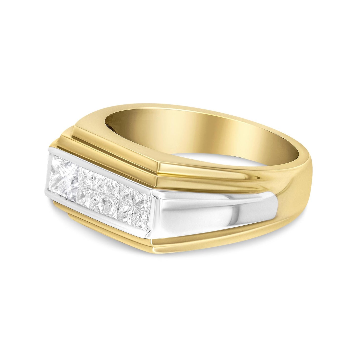 14K Yellow and White Gold 1.00 Cttw Princess-Cut Diamond Modern Gent's Band (G-H Color, SI1-SI2 Clarity) - Size 10