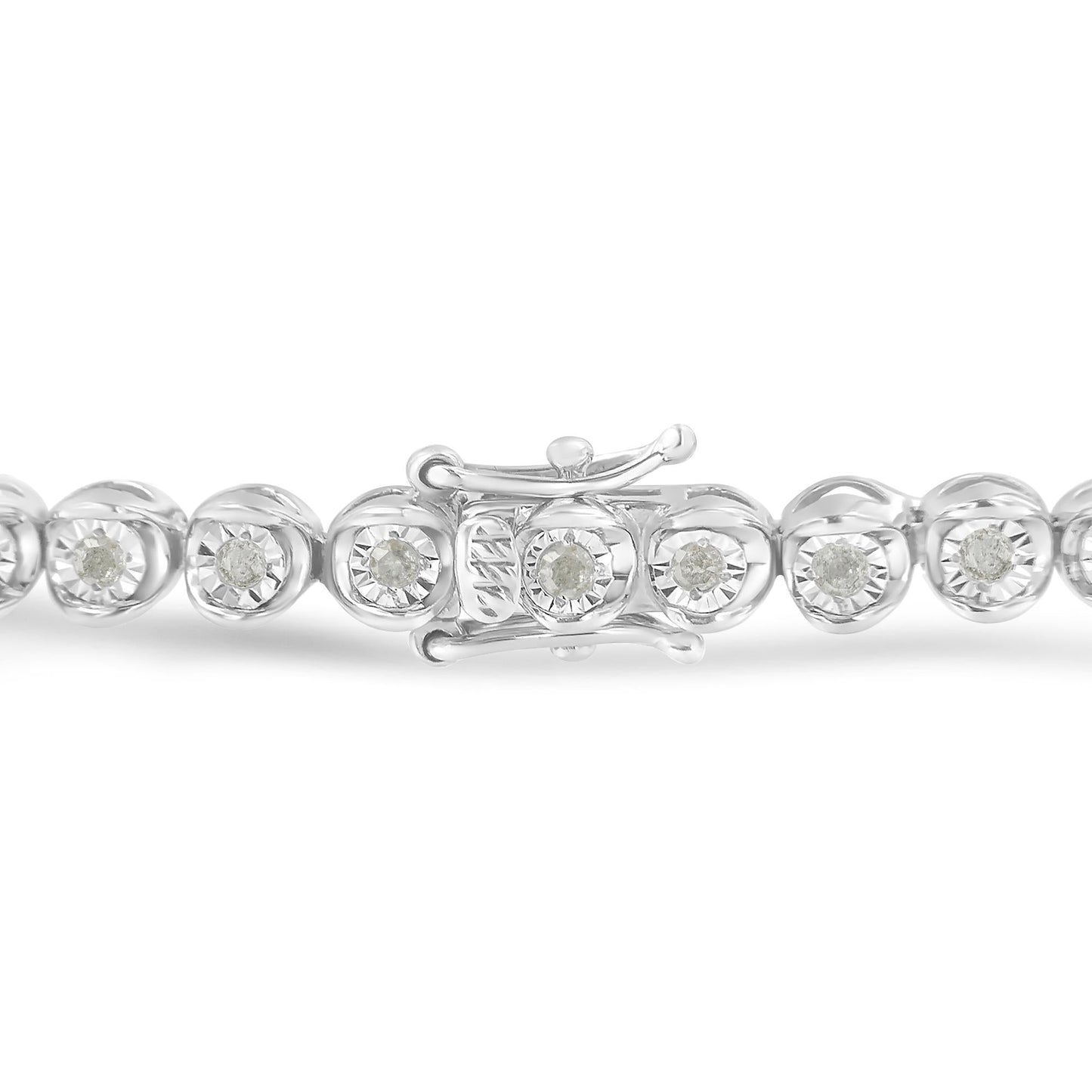 .925 Sterling Silver 1.0 Cttw Diamond Miracle-Set 7" Link Bracelet (I-J Color, I3 Clarity)