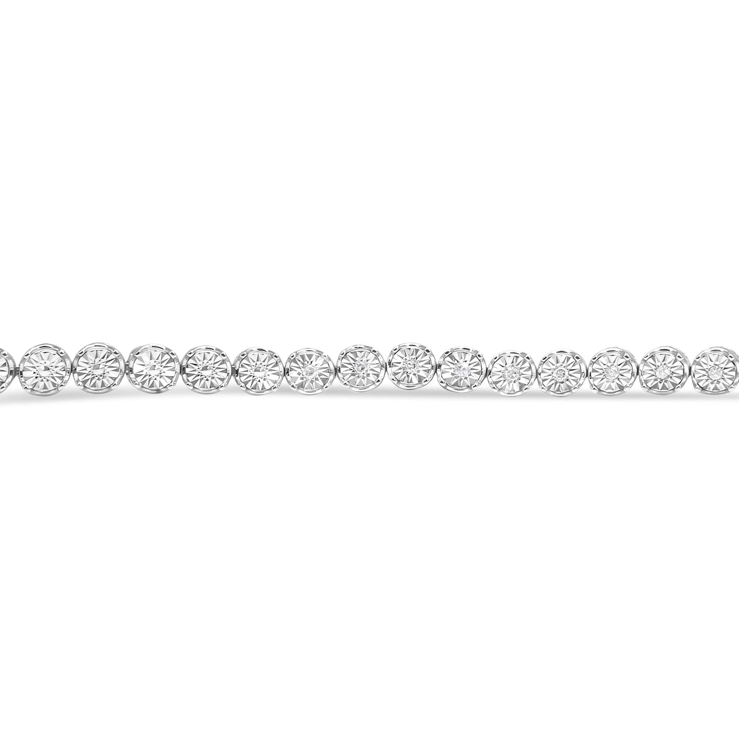 .925 Sterling Silver 1/2 Cttw Round Miracle-Set Diamond Tennis Bracelet (I2-I3 Clarity, I-J Color) - 7.25"