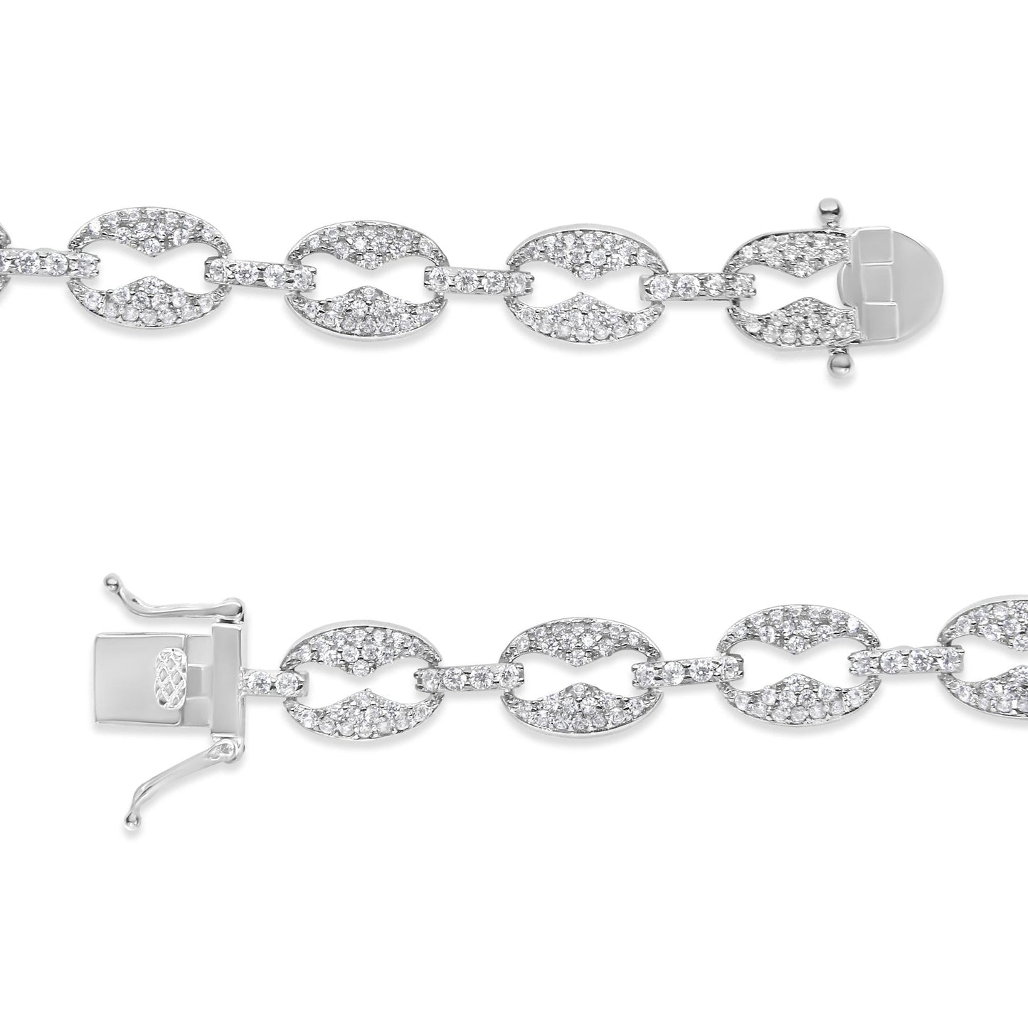 14K White Gold 1 1/2 Cttw Round Diamond Set Link Bracelet (I-J Color, I1-I2 Clarity) - 7"