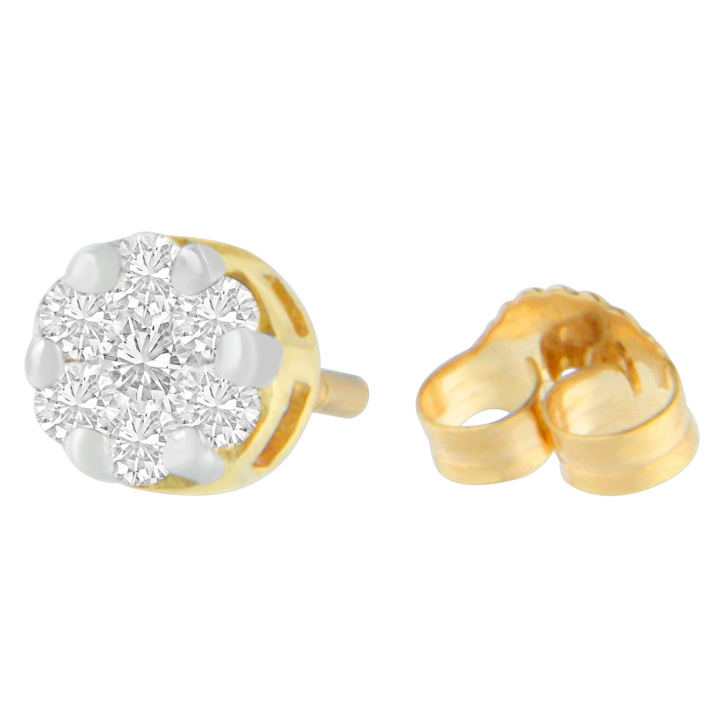 14K Yellow Gold 1/2 cttw Round Cut Diamond Earrings (H-I, SI2-I1)