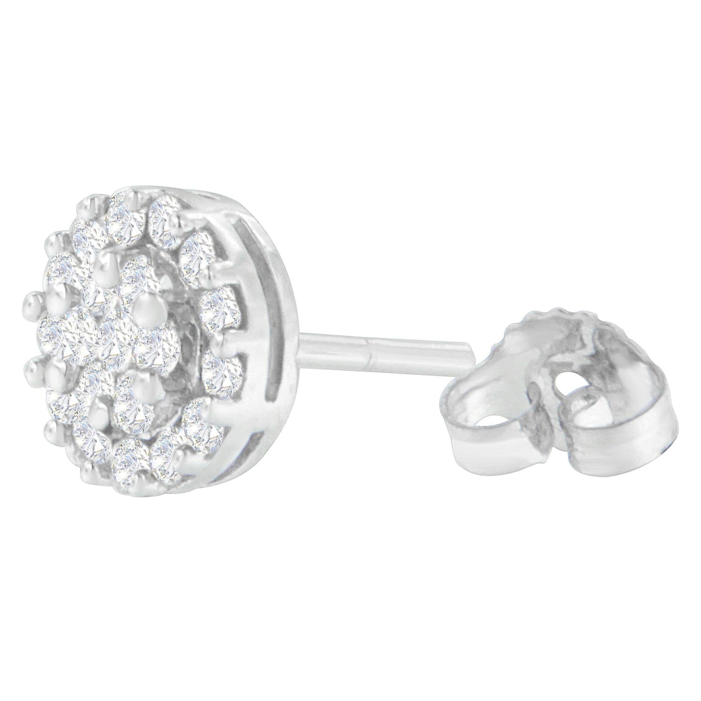 14K White Gold 3/4 cttw Round Cut Diamond Stud Earring (H-I, SI2-I1)