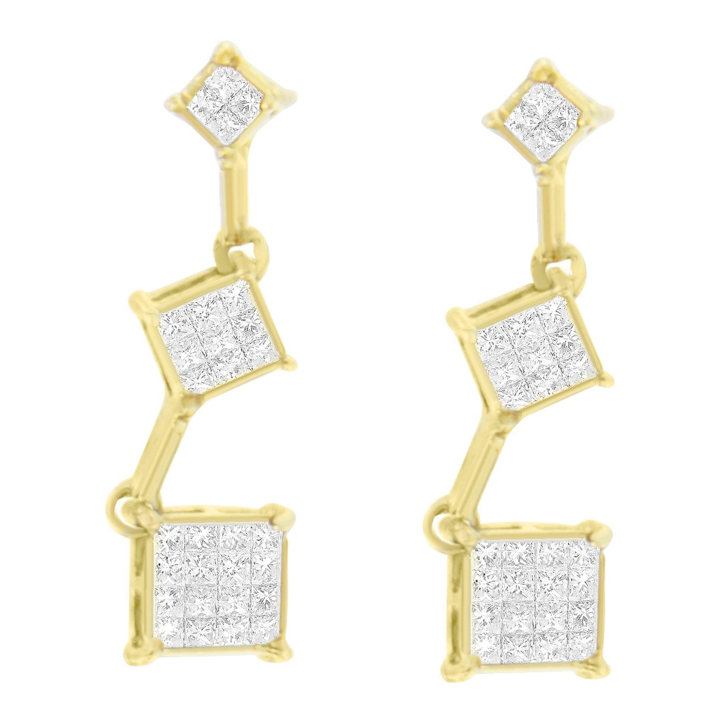 14K Yellow Gold Princess-cut Diamond Earrings (1/2 cttw, H-I Color, SI1-SI2 Clarity)