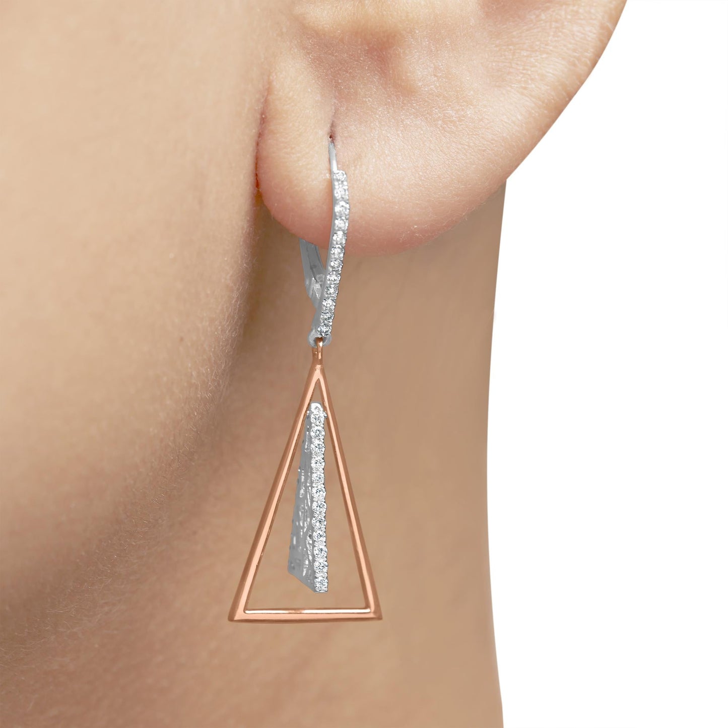 14K Rose and White Gold 3/8 Cttw Diamond Windchime Drop and Dangle Earring (G-H Color, SI1-SI2 Clarity)