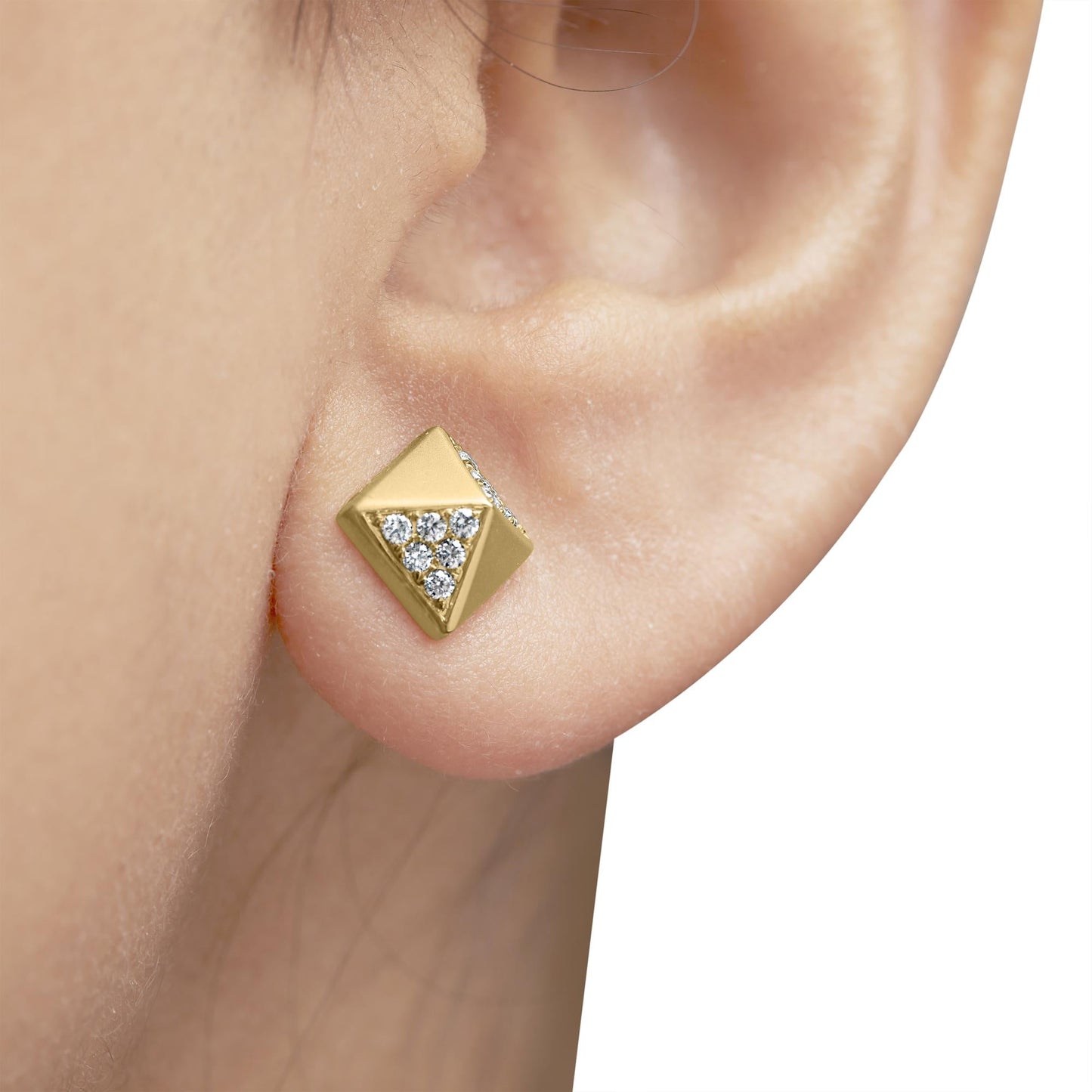 14K Yellow Gold 1/4 Cttw Diamond Pyramid Stud Earring (G-H Color, SI1-SI2 Clarity)