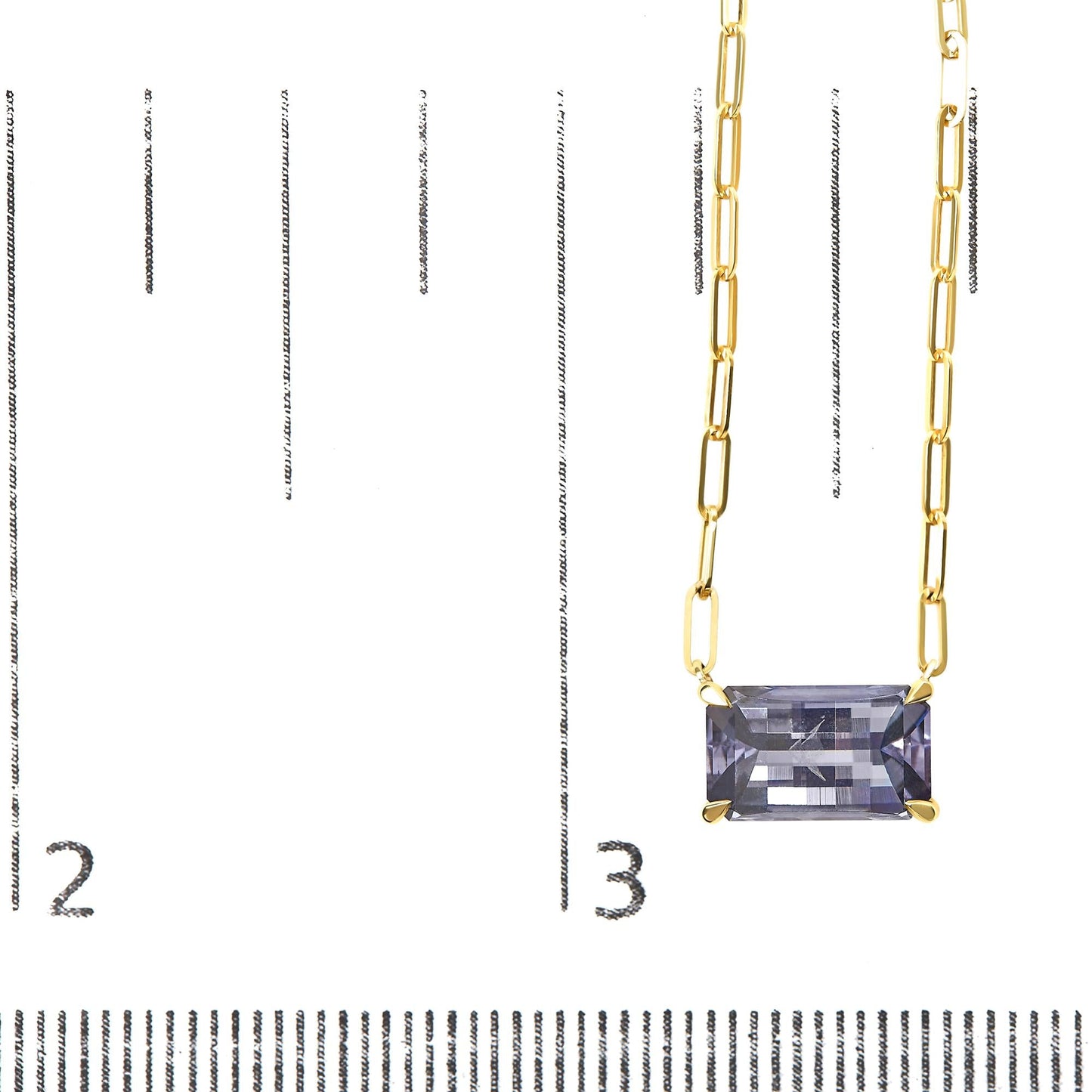 14K Yellow Gold Natural 2 7/8 Cttw Pixel Cut Emerald Bicolor Tanzanite Pendant Necklace with Paperclip Chain - 18 Inches