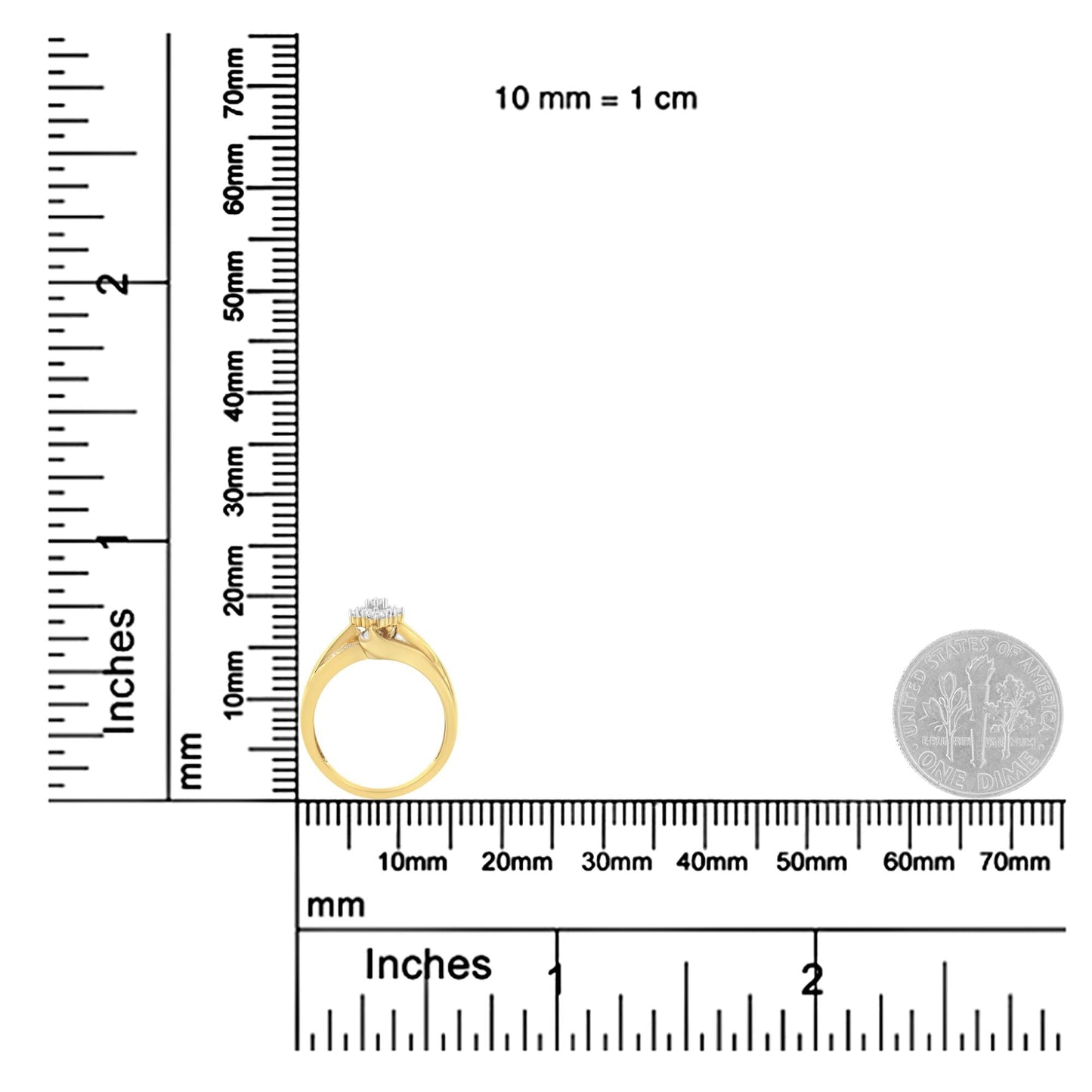 10K Yellow Gold 1/2 cttw Diamond Cluster Cocktail Ring (J-K Clarity, I1-I2 Color)