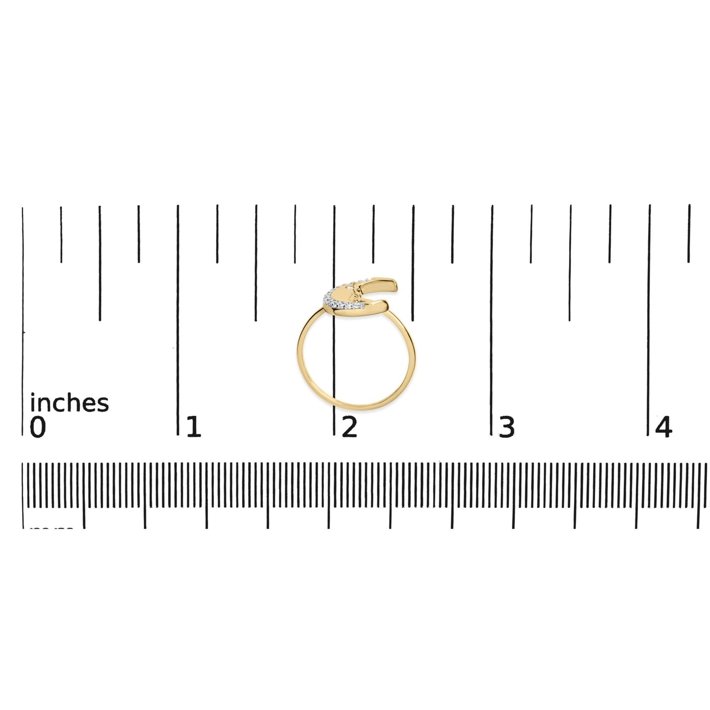 10K Yellow Gold 1/10 Cttw Diamond Crescent Moon Ring (I-J Color, I1-I2 Clarity)