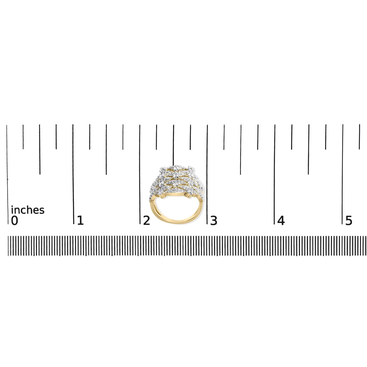 14K Yellow Gold 1.0 Cttw Diamond Geometric Stacked Open Cocktail Ring (I-J Color, I1-I2 Clarity)