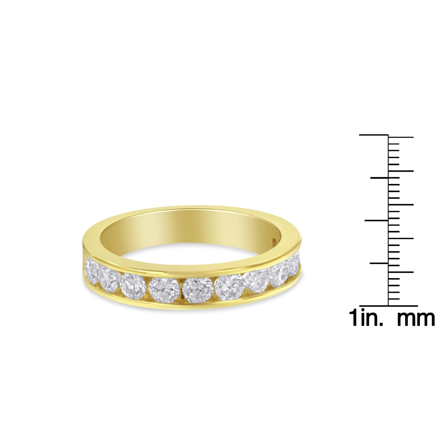 18K Yellow Gold Round Cut Diamond Band Ring (1 Cttw, H-I Color, SI2-I1 Clarity)