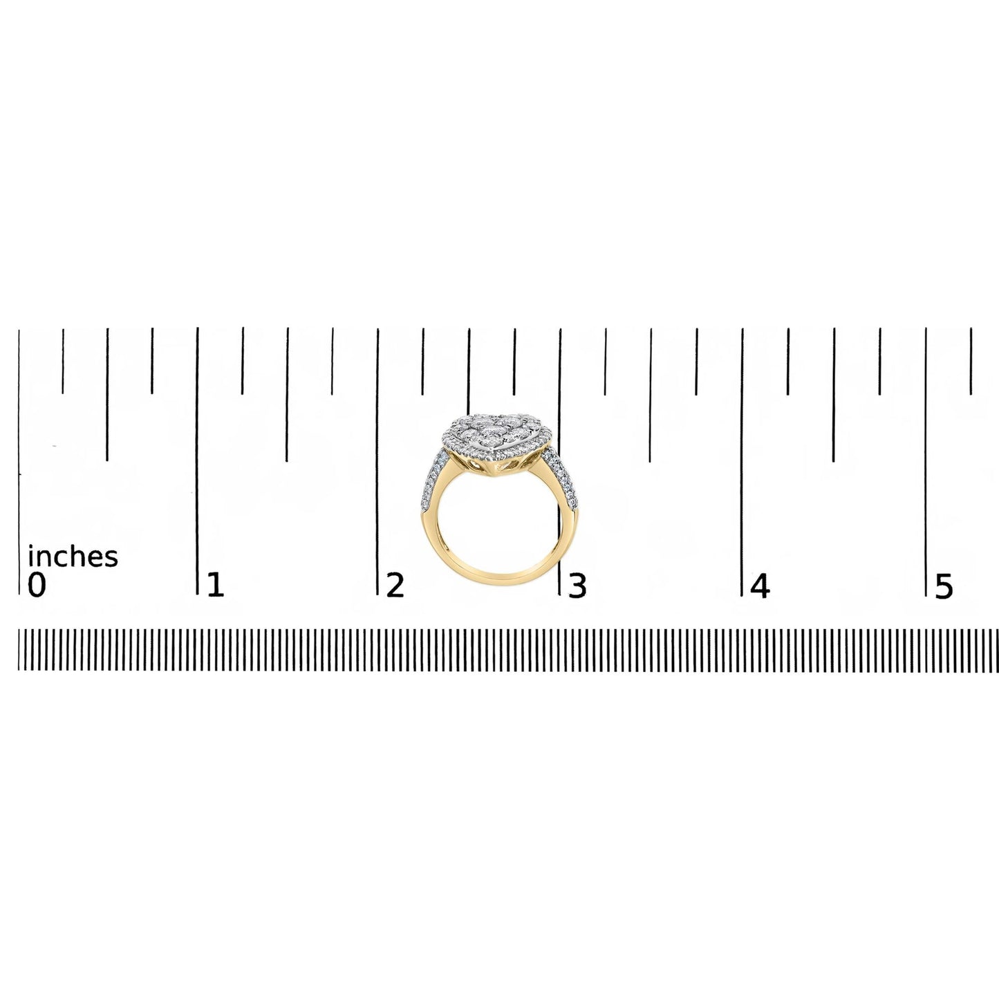 14K Yellow Gold 1 1/2 Cttw Diamond Heart Shaped Composite Ring (H-I Color, SI2-I1 Clarity) - Ring Size 7