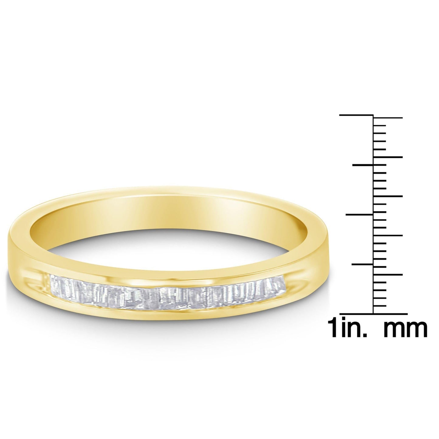 10K Yellow Gold over .925 Sterling Silver 1/5 Cttw Diamond Channel-Set Stackable Band Ring (H-I Color, I1-I2 Clarity)