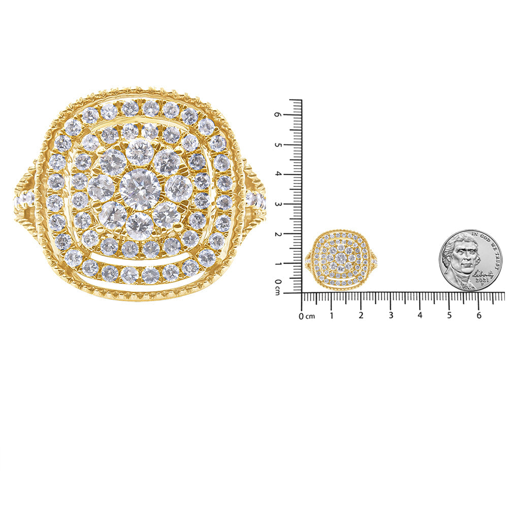 10K Yellow Gold Plated .925 Sterling Silver 1 1/4 Cttw Diamond Cocktail Ring (H-I Color, I1-I2 Clarity)