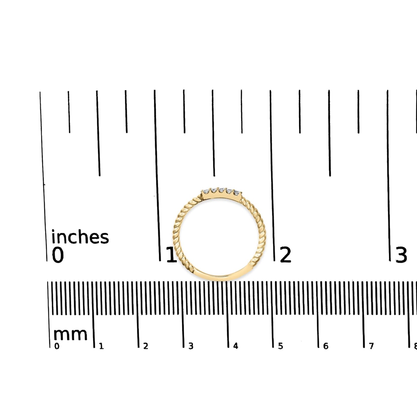 10K Yellow Gold 1/10 Cttw Diamond 5 Stone Braided Shank Band Ring (I-J Color, I2-I3 Clarity)