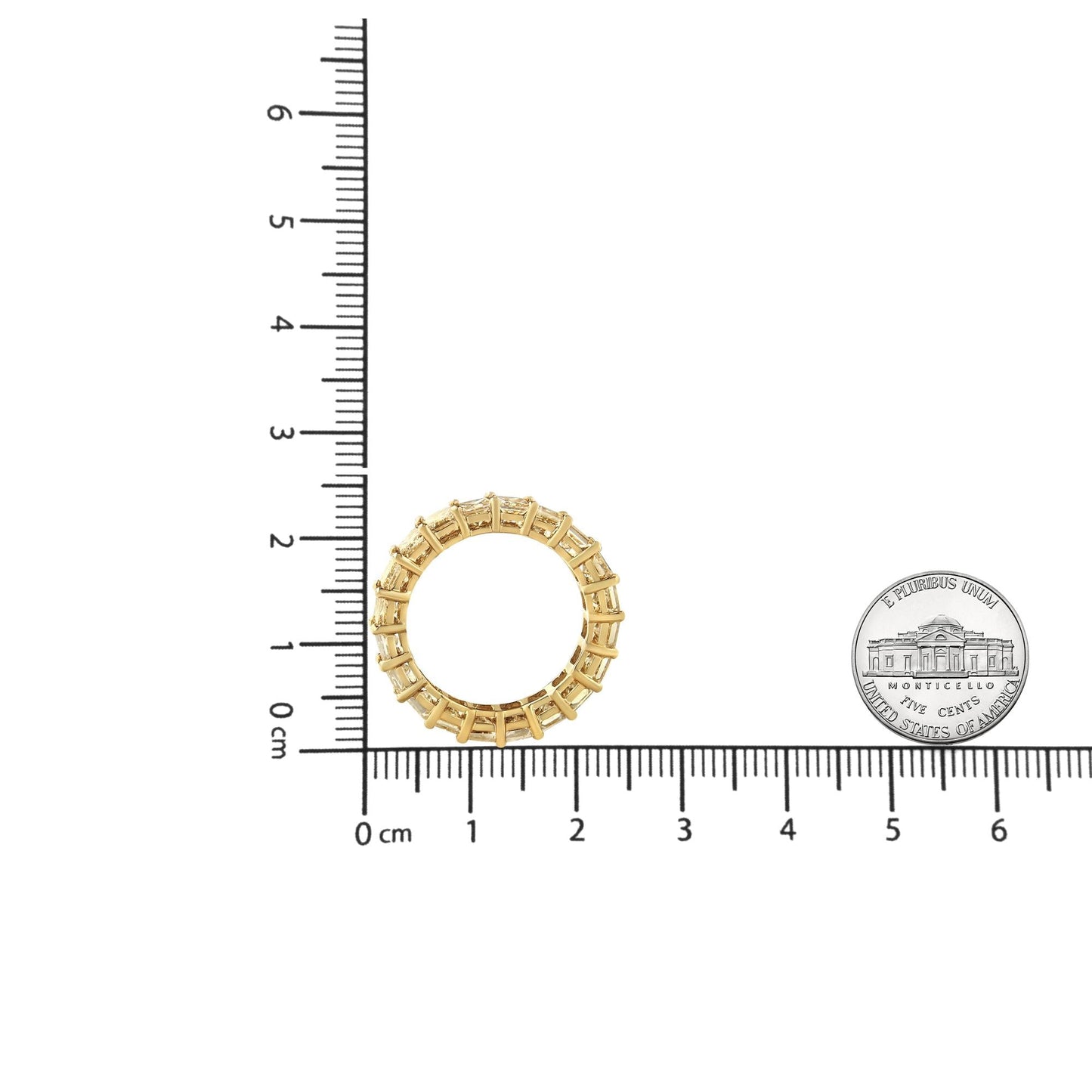 14K Yellow Gold 4.00 Cttw Shared Prong Set Princess Cut Diamond Eternity Band Ring (J-K Color, VS1-VS2 Clarity)