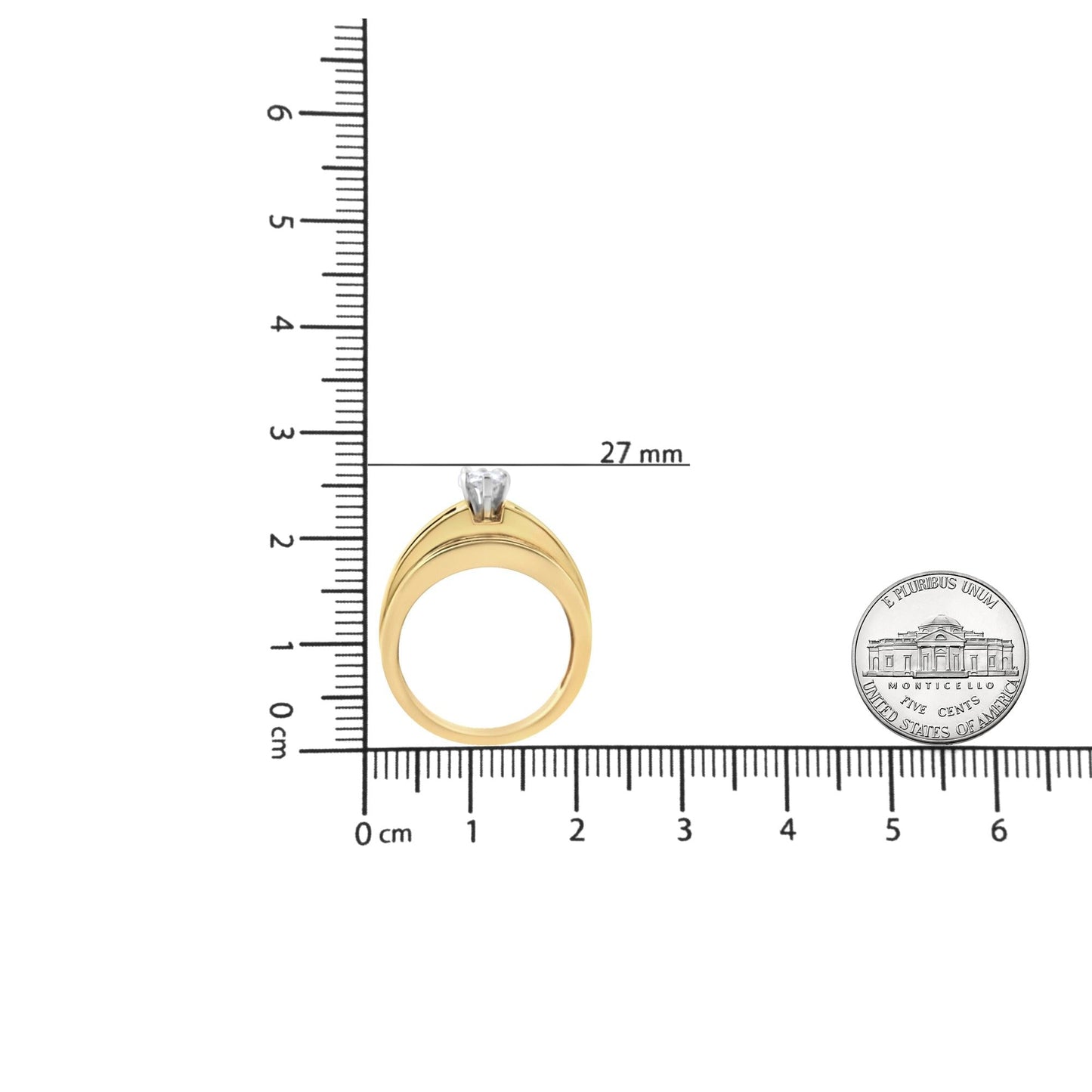 14K Yellow Gold 1 1/2 Cttw Pie, Princess and Baguette-cut Diamond Marquise Shaped Engagement Cocktail Ring Band (H-I Color, I1-I2 Clarity)