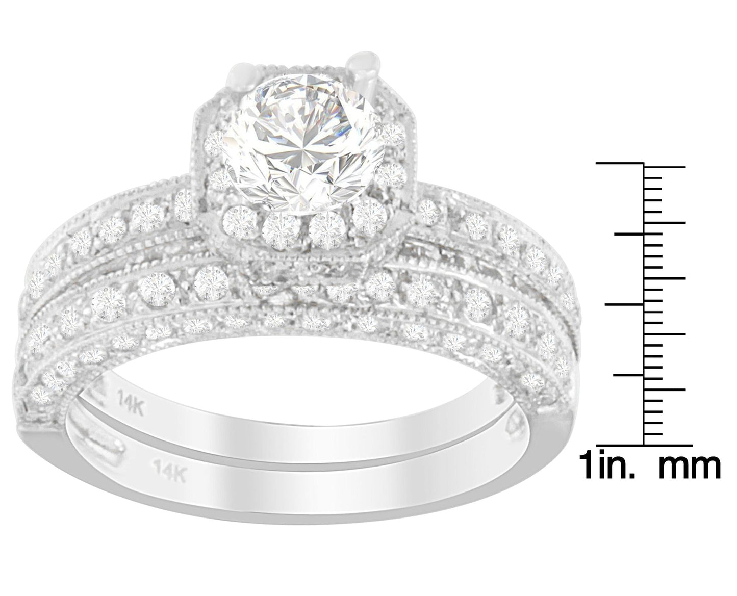 14K White Gold 1 ct. TDW Round Cut Diamond Ring (G-H, I1-I2)