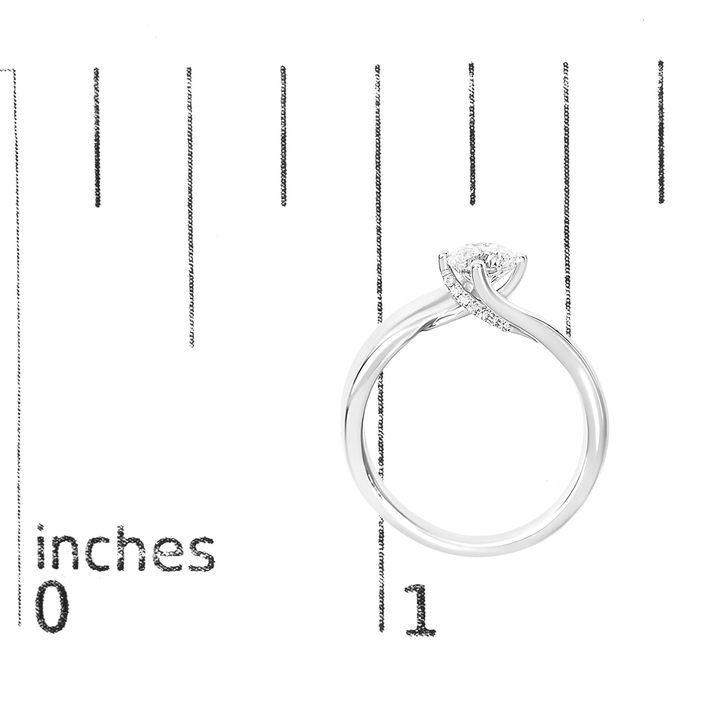 14K White Gold 4/5 Cttw Round Lab Grown Diamond Bypass Solitaire Engagement Ring (F-G Color, VS1-VS2 Clarity)