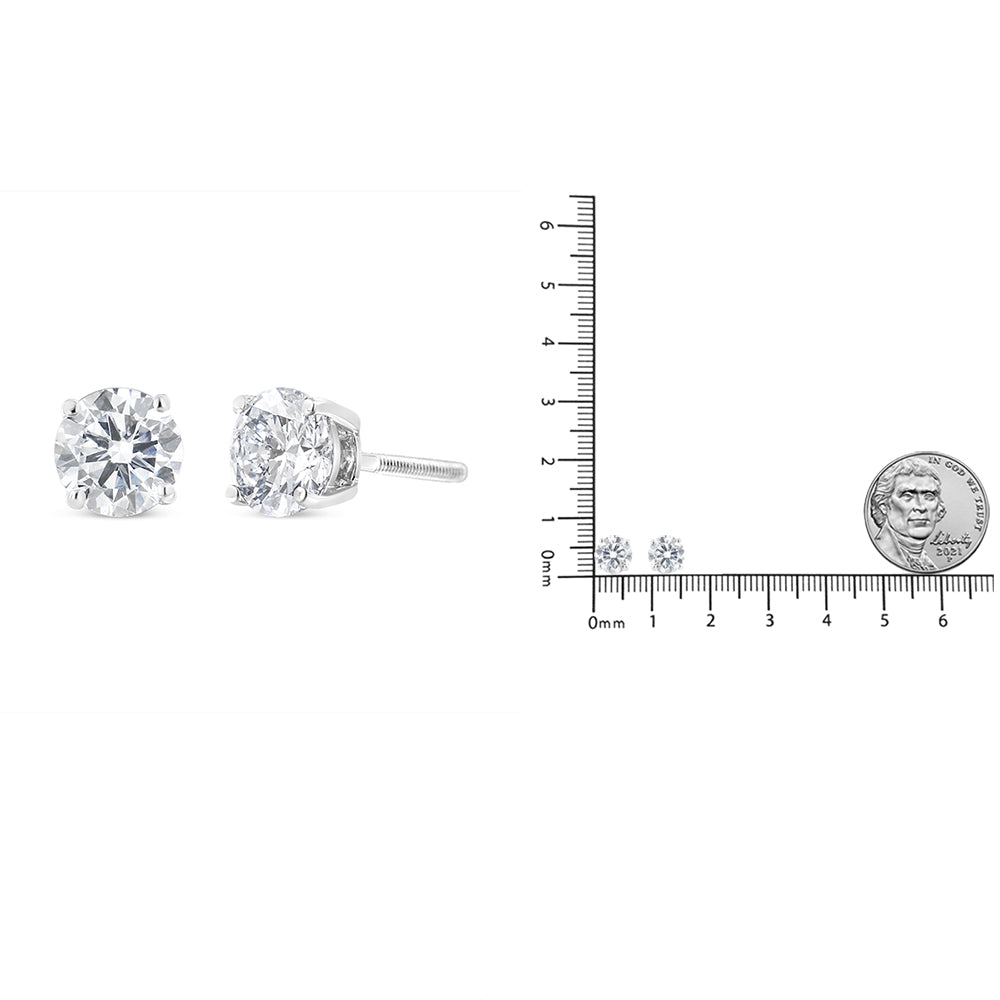 IGI Certified 14K White Gold Lab Grown 4 Prong Push Back Diamond Stud earrings (G-H Color, VS2-SI1 Clarity)