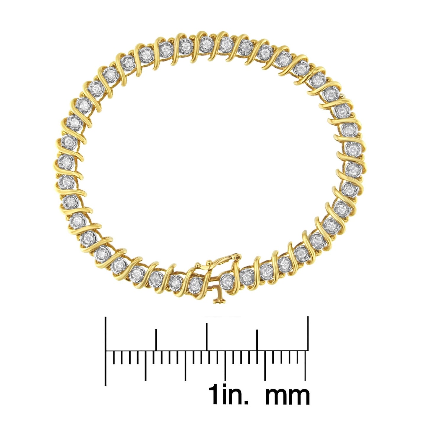 10KT Yellow Gold Diamond S-Link Tennis Bracelet (1 cttw, I-J Color, I1-I2 Clarity)