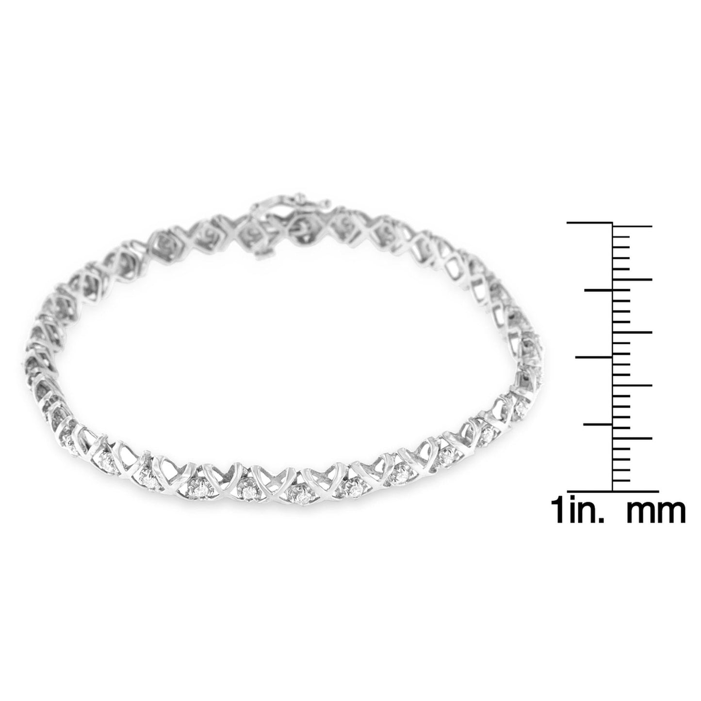 10K White Gold 1.0 Cttw Round Brilliant Diamond Miracle Set X-Link 7" Tennis Bracelet with Box Clasp (H-I Color, SI1-SI2 Clarity)