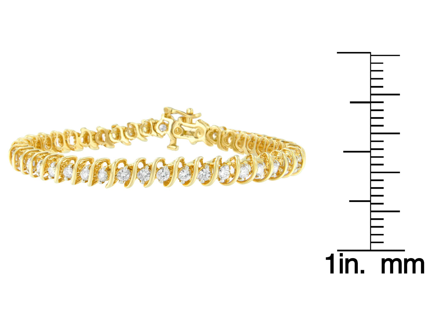 14K Yellow Gold Round Cut Diamond Spiral Link Bracelet (3.00 cttw, H-I Color, SI2-I1 Clarity)