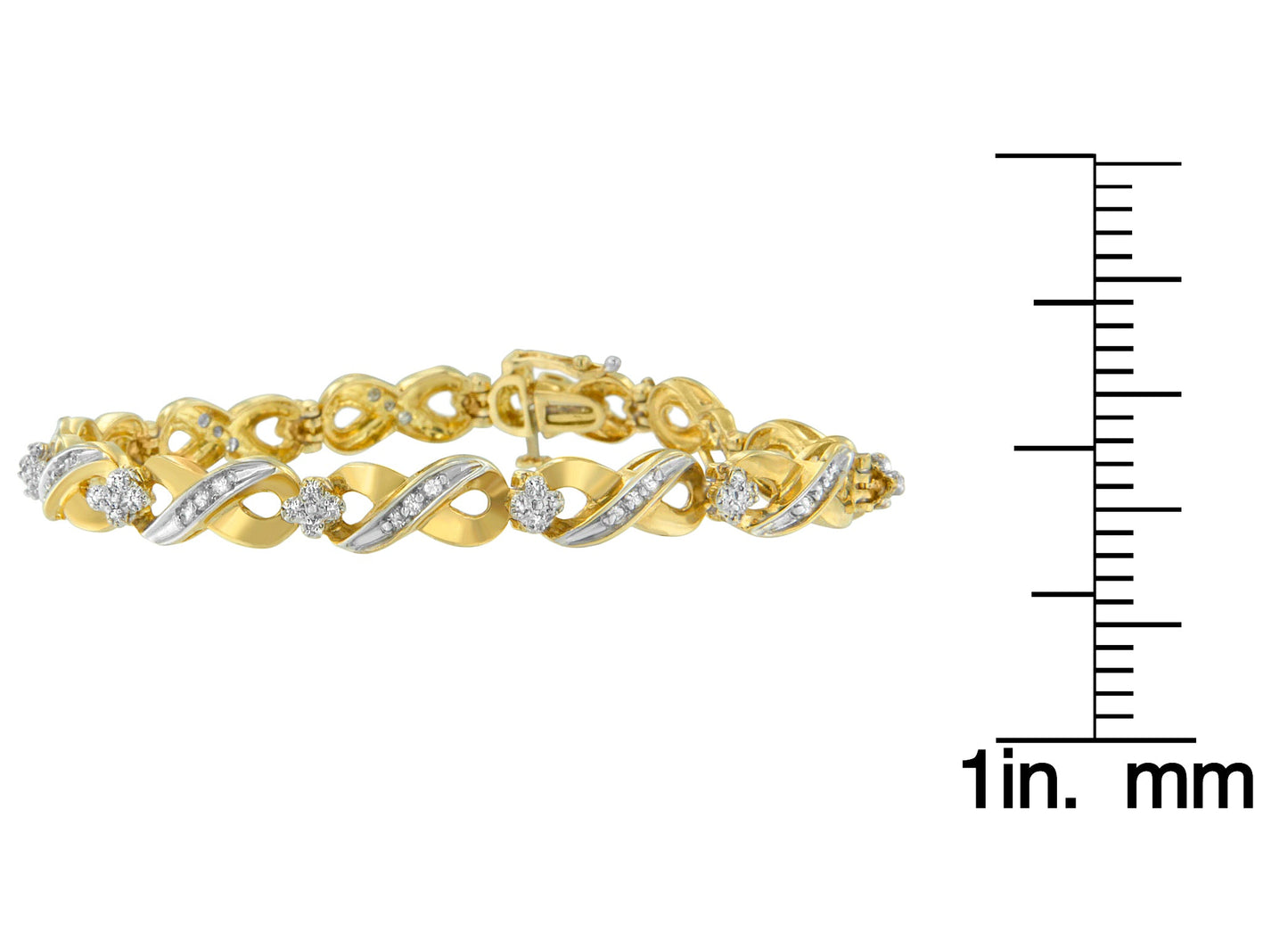 10K Yellow Gold Round Cut Diamond Infinite Love Bracelet (0.75 cttw, I-J Color, I1-I2 Clarity)