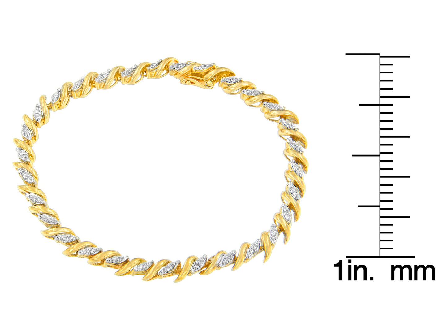 10K Yellow Gold Round Cut Pavé Diamond Bracelet (1.00 cttw, H-I Color, I1-I2 Clarity)