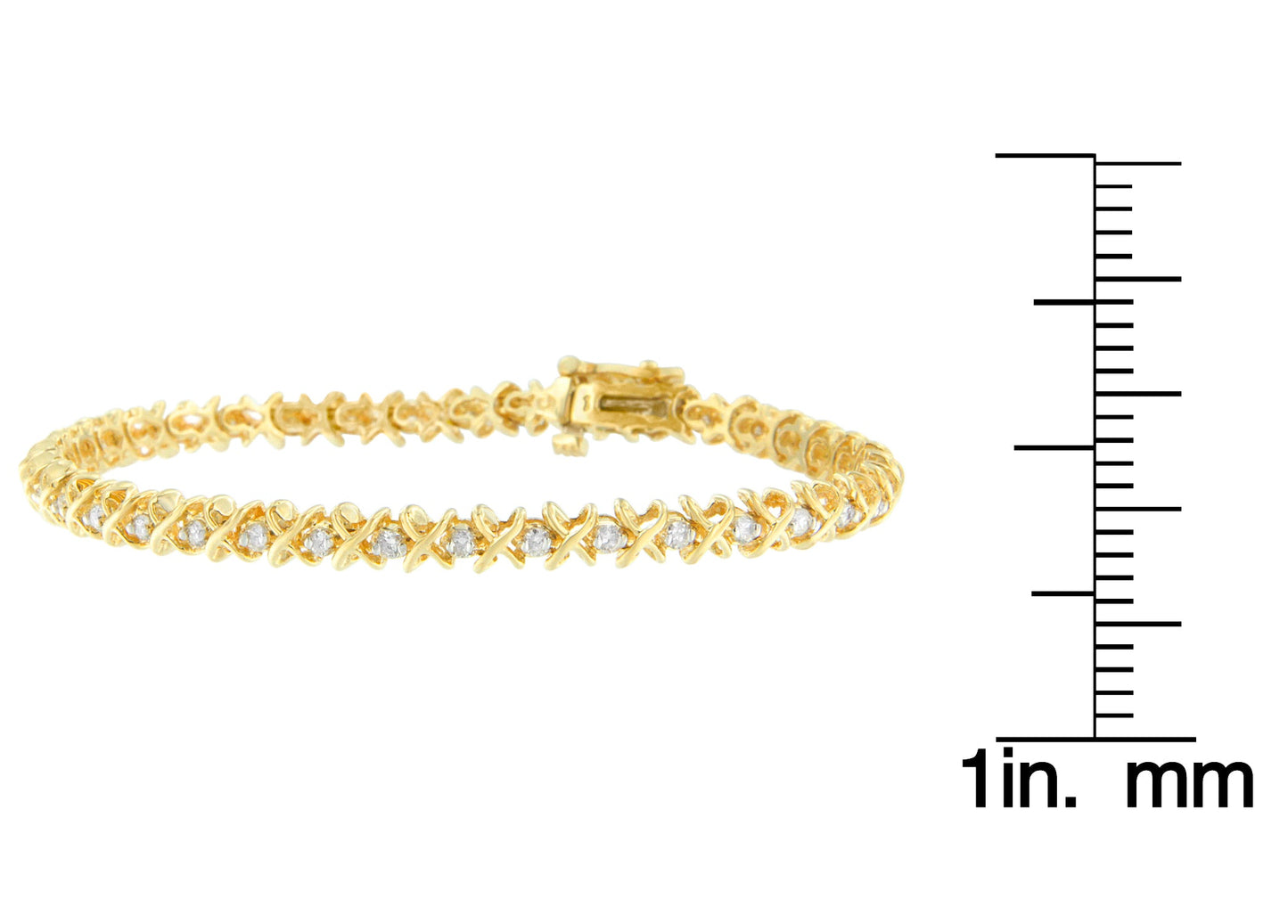 14K Yellow Gold Round Cut Diamond X-Link Bracelet (1.00 cttw, H-I Color, I1-I2 Clarity)