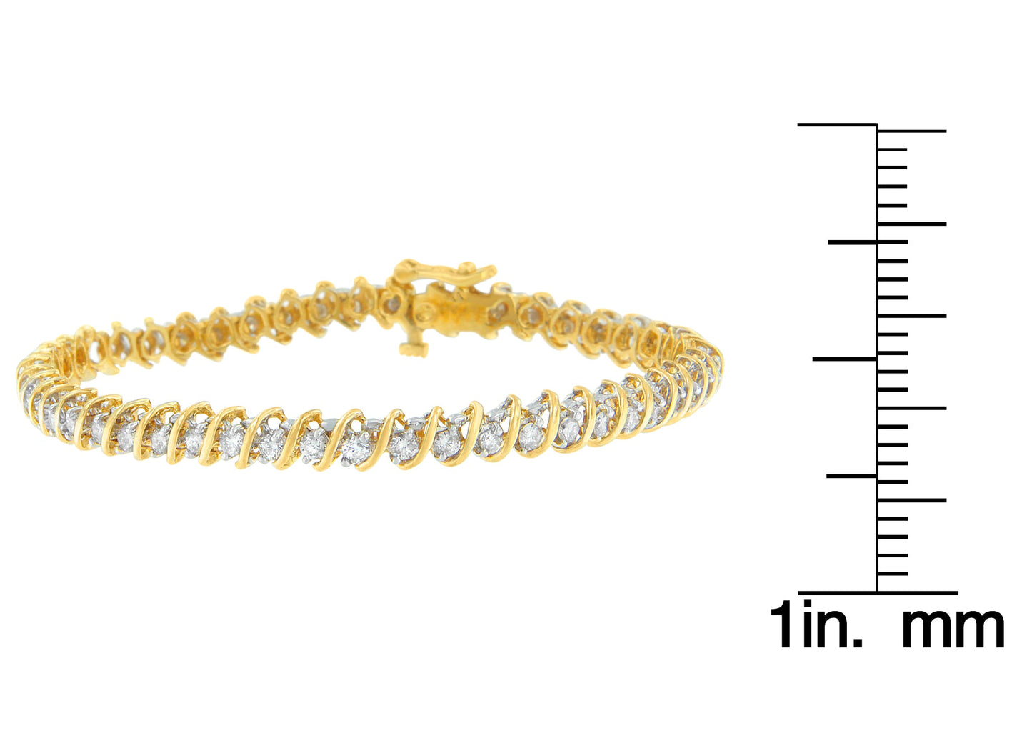 18K Yellow Gold Round Cut Diamond Spiral Link Bracelet (2.00 cttw, I-J Color, I1-I2 Clarity)