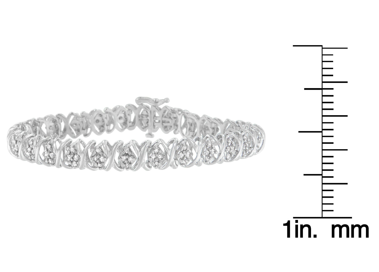 14K White Gold Round Cut Diamond Cluster Bracelet (2.00 cttw, J-K Color, I2-I3 Clarity)