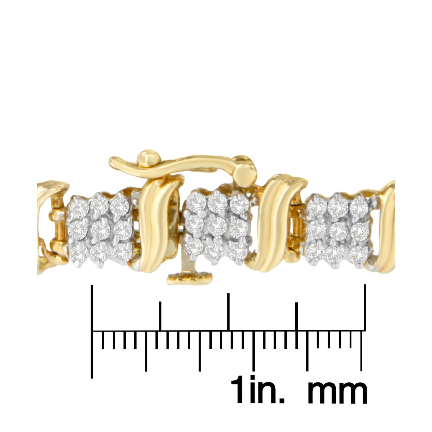 10K Yellow Gold Round-Cut Diamond Cluster Bracelet (2.00 cttw, J-K Color, I2-I3 Clarity)