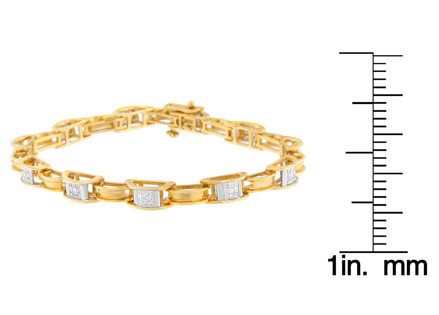 14K Yellow Gold Princess Cut Diamond Chain Link Bracelet (1.00 cttw, H-I Color, SI1-SI2 Clarity)