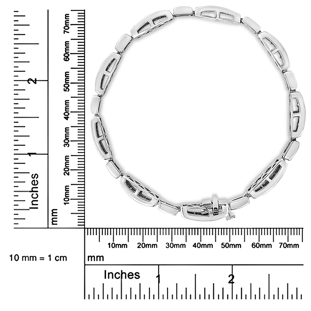 14K White Gold 2.00 Cttw Invisble-Set Princess Diamond Link Bracelet (I1-I2 Clarity, I-J Color) - 7.25"