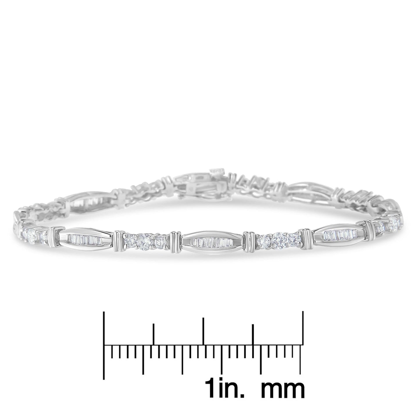 14k White Gold Geometric Pattern Diamond Tennis Bracelet (3 cttw, H-I Color, SI2-I1 Clarity)