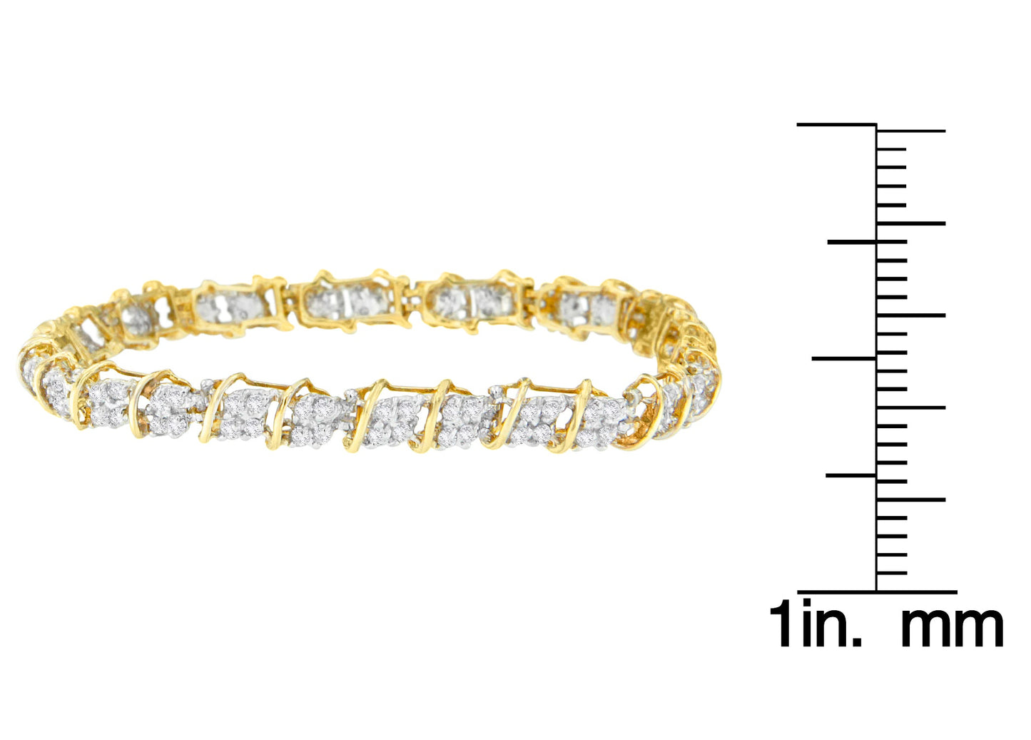 10K Yellow Gold Round Cut Diamond Square Link Bracelet (2.00 cttw, H-I Color, SI1-SI2 Clarity)