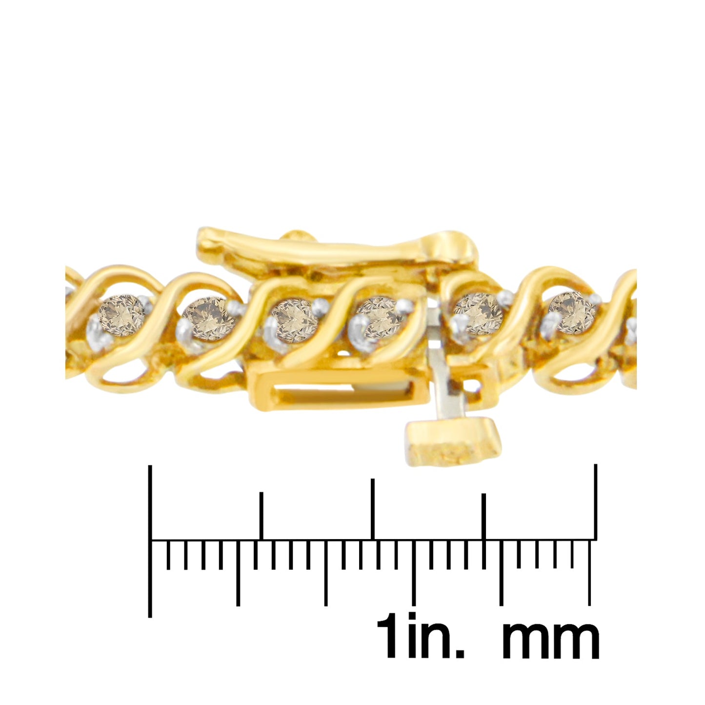 10K Yellow Gold Round Cut Diamond 'S' Bracelet (1.00 cttw, I-J Color, I3 Clarity)