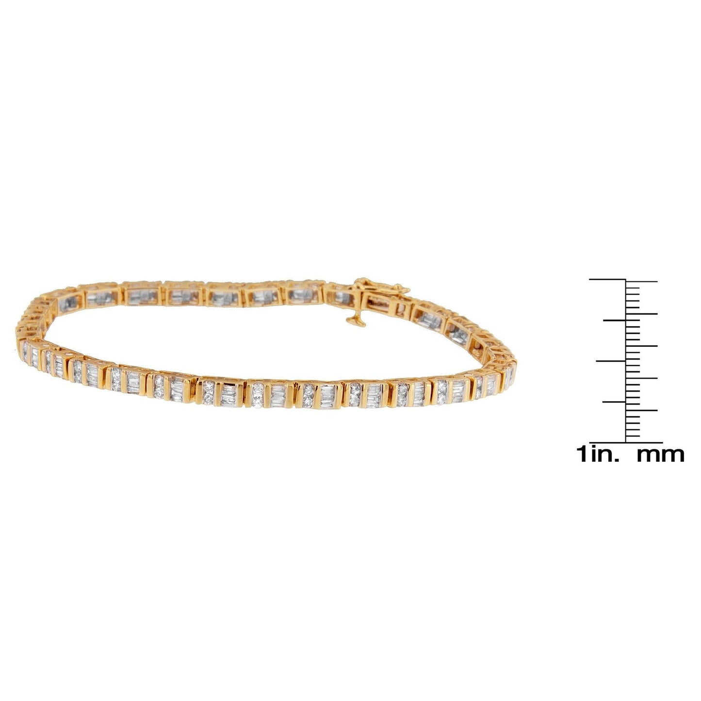 14K Yellow Gold Round and Baguette-Cut Diamond Bracelet (2.00 cttw, H-I Color, SI2-I1 Clarity)