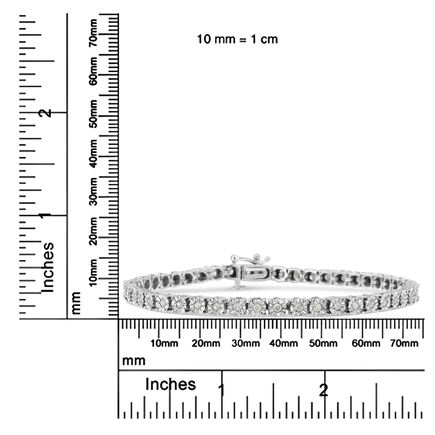 10k White Gold 1.0 Cttw Round-Cut Diamond Miracle Plate Tennis 7" Bracelet (I-J Color, SI2-I1 Clarity)