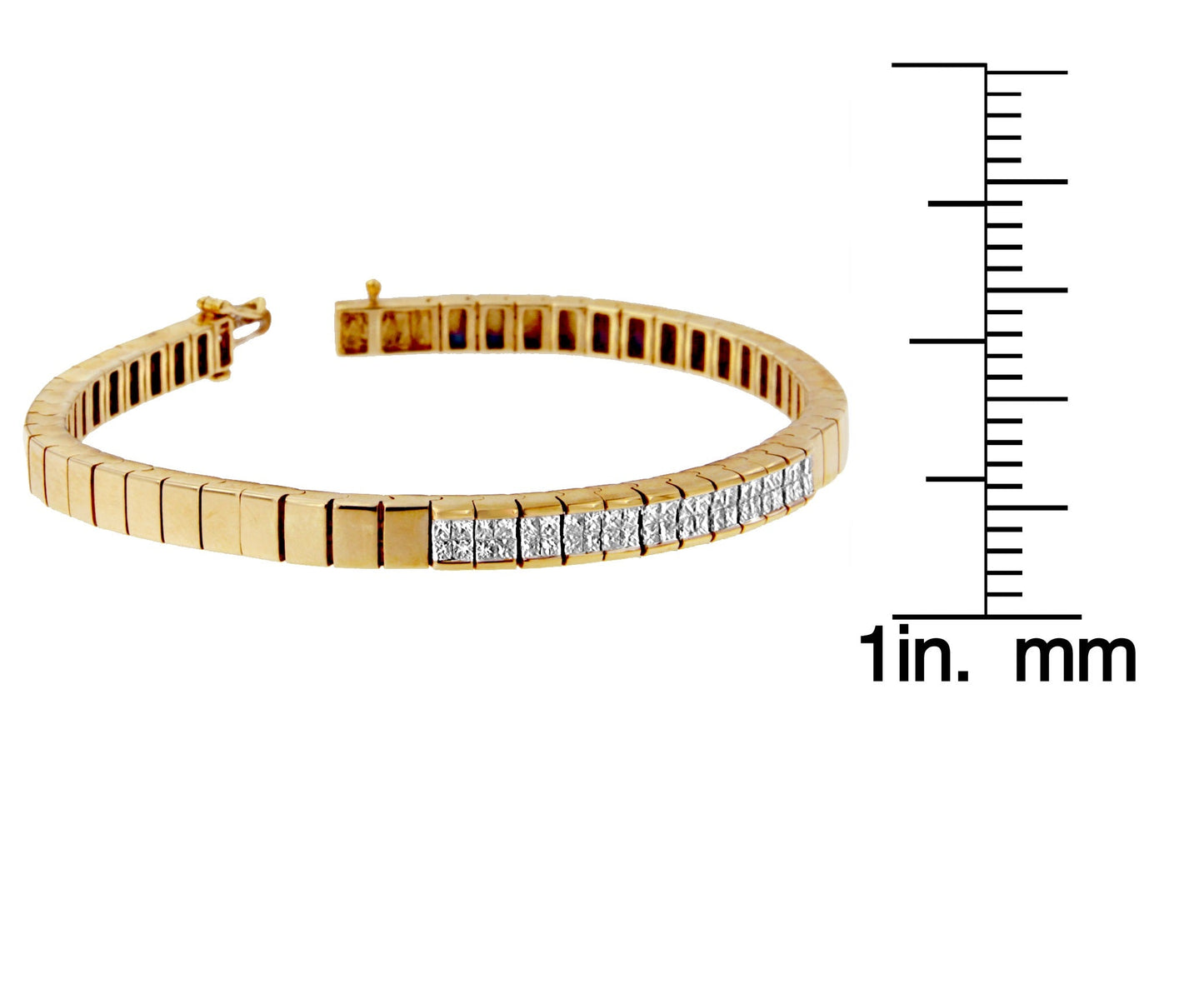 14K Yellow Gold Princess Cut Diamond Banded Bracelet (1.00 cttw, G-H Color, VS1-VS2 Clarity)