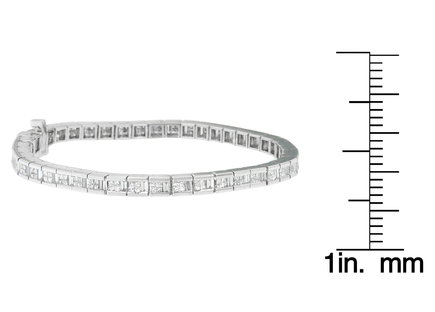 14K White Gold Princess and Baguette Cut Diamond Eternity Bracelet (4 3/8 cttw, G-H Color, VS1-VS2 Clarity)