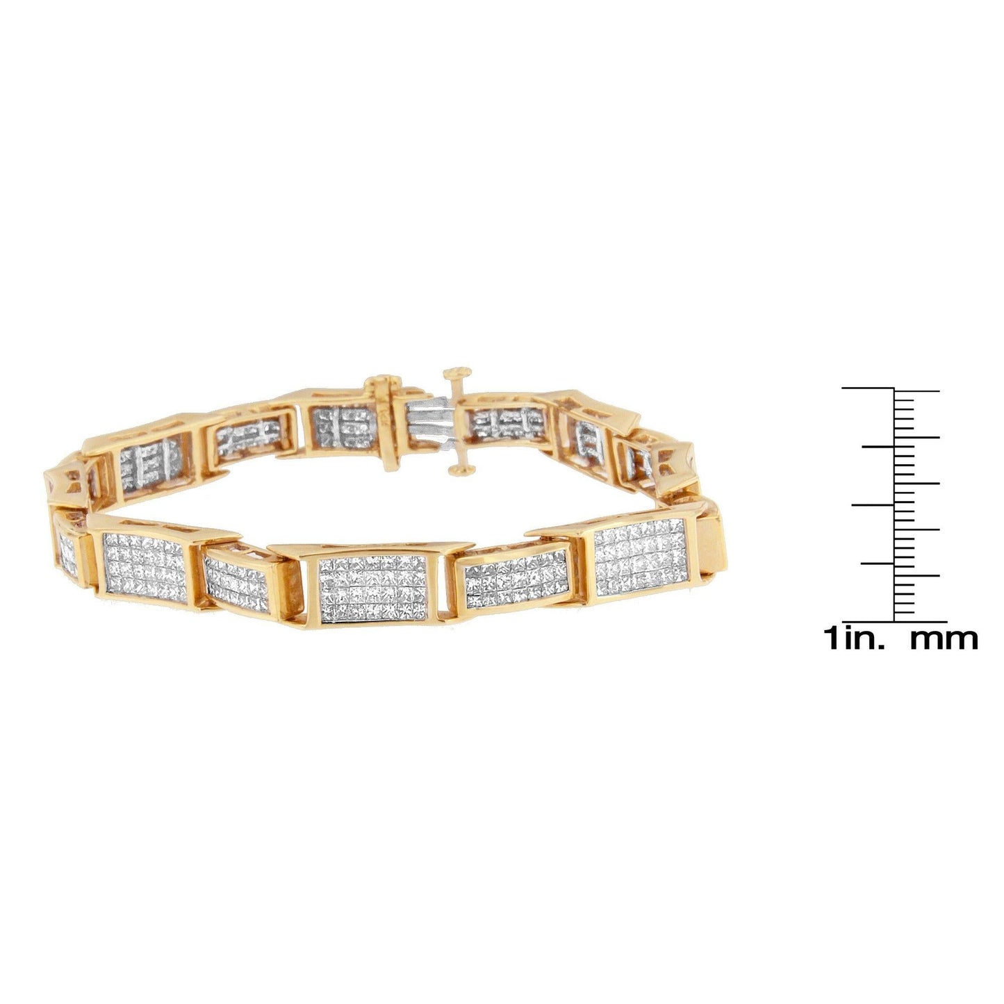 14K Yellow Gold Princess Cut Diamond Bracelet (6.11 cttw, H-I Color, SI1-SI2 Clarity)