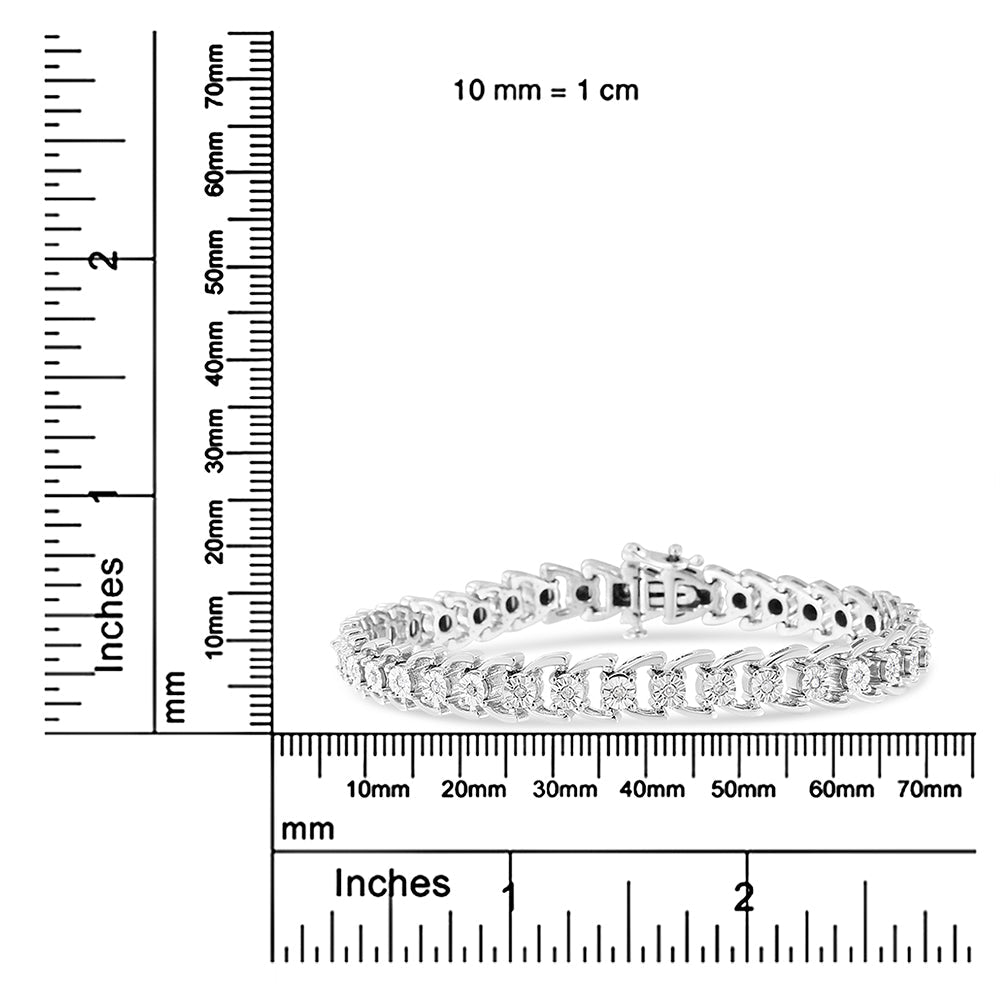 .925 Sterling Silver 1/4 Cttw Miracle Set Round Diamond Composite Open Linked Composite Line Bracelet (I-J Color, I3-Promo Clarity) - 7.5"