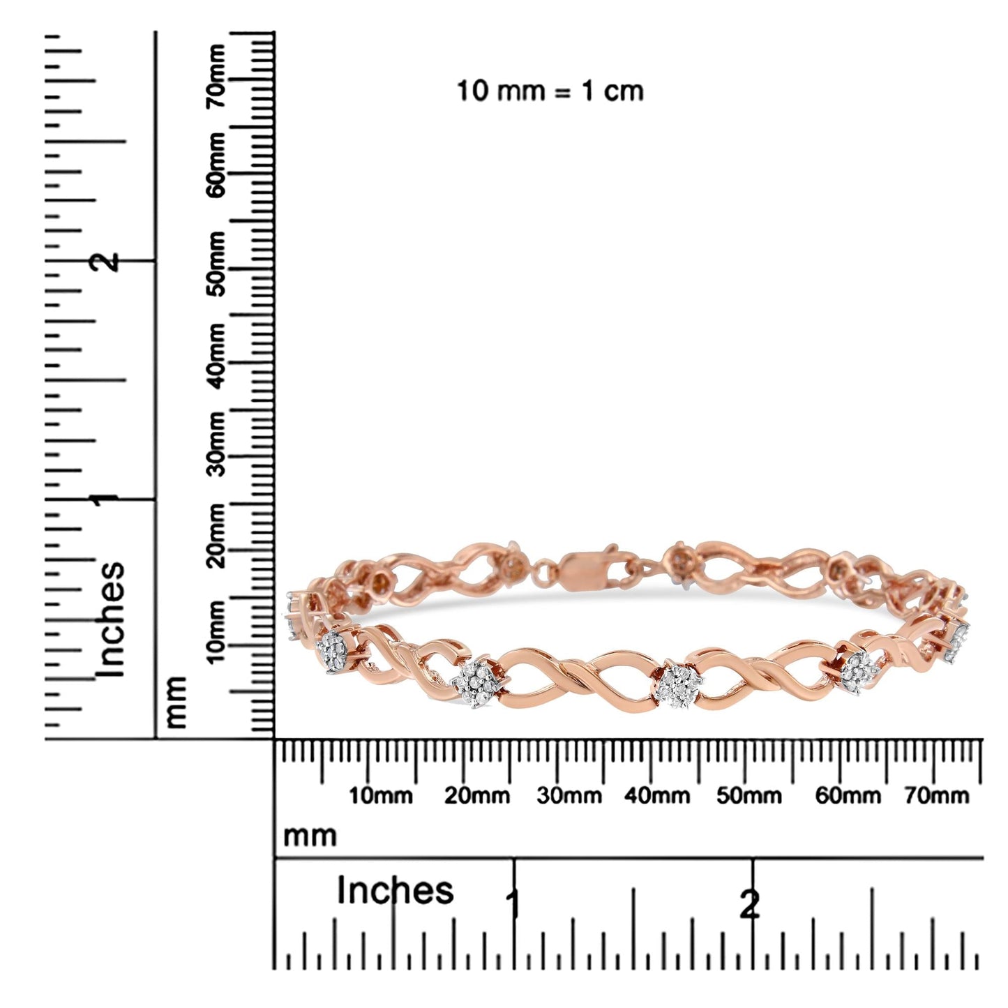 10K Rose Gold Plated .925 Sterling Silver 1/2 Cttw Diamond Infinity Link Tennis Bracelet (H-I Color, I2-I3 Clarity) -7”