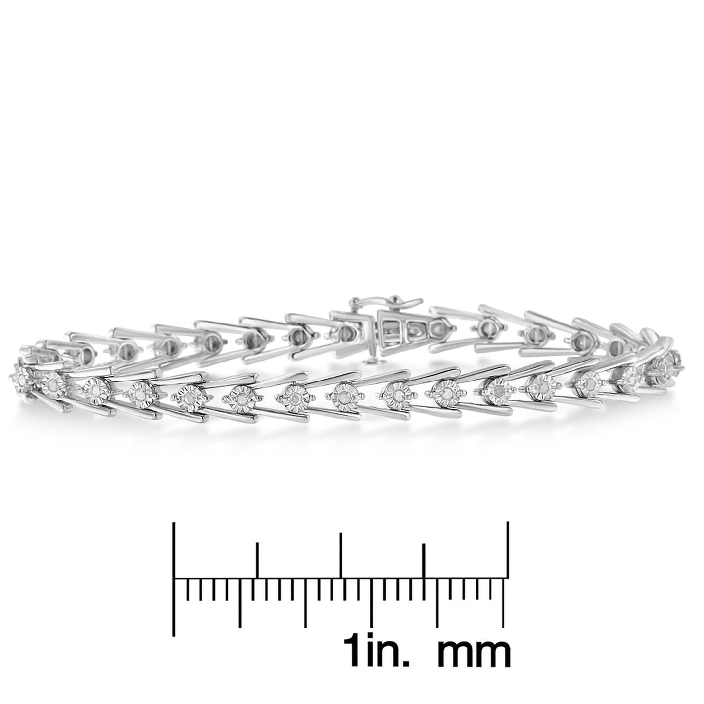 Sterling Silver Diamond Wave-Style Link Bracelet (0.5 cttw, I-J Color, I3 Clarity)