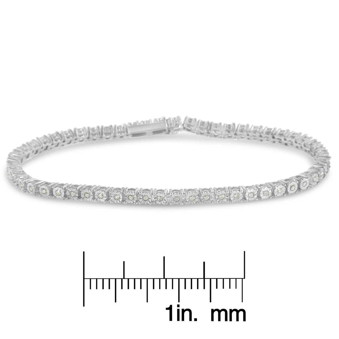 .925 Sterling Silver 1/2 cttw Miracle Set Diamond Classic Tennis Bracelet (I-J Color, I3 Clarity) -7"